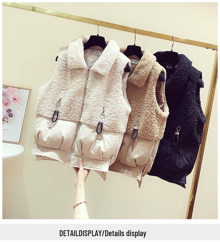 Sweet and Salty Street-Style Winter Vest, Lamb's Wool Sweatshirt, Wool Blend Pants Set: Trendy Autumn/Winter Women's Outfit, Youthful Style