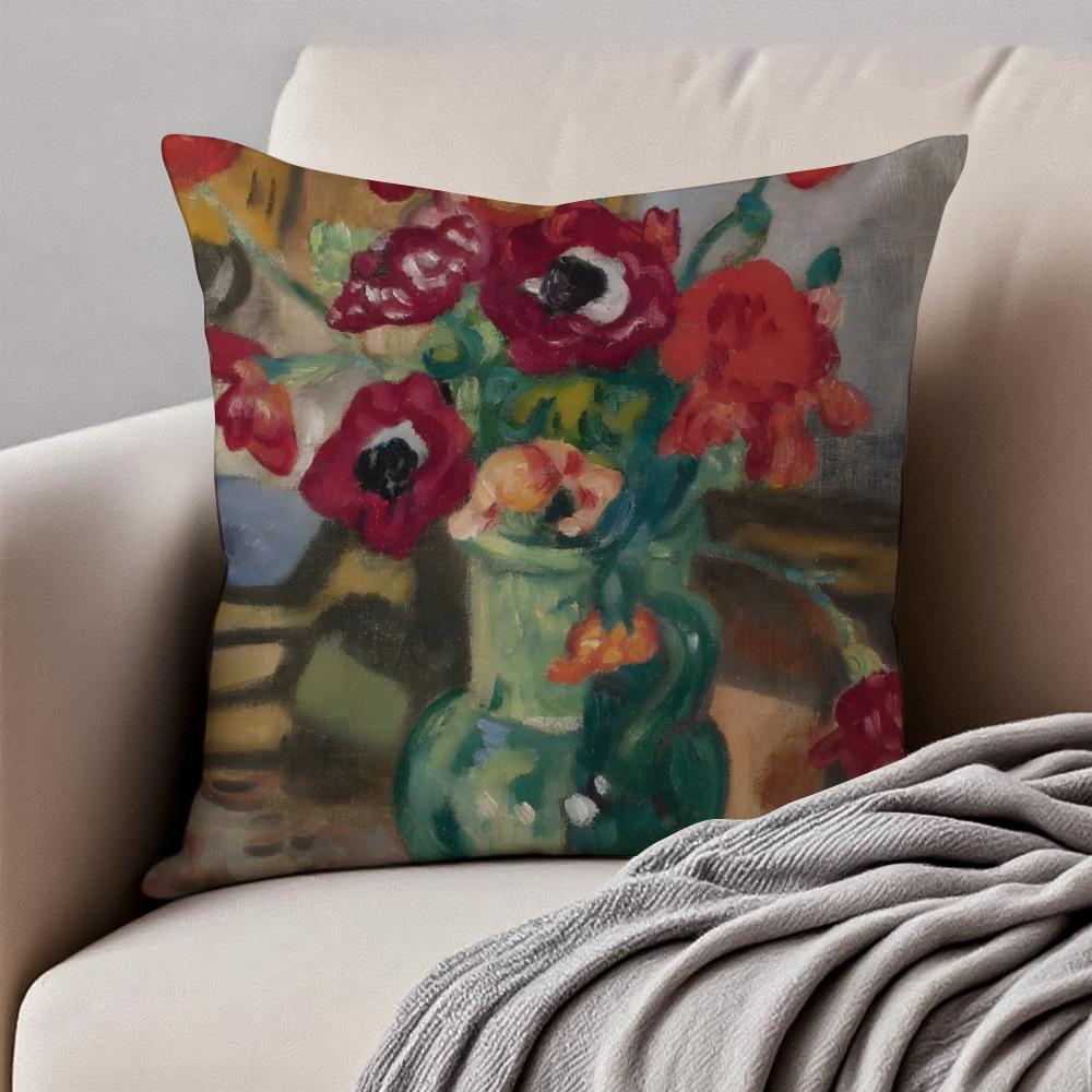 PostImpressionism LLouis Valtat Cushion Cover Pillowcase Antidustmite Invisible Zipper Short Plush Sofa Cushion