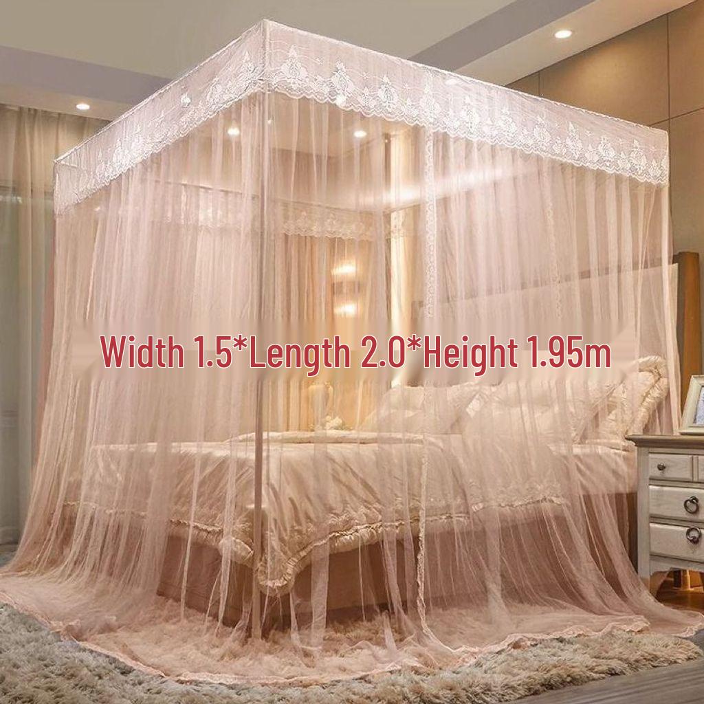Palace Three-Door Mosquito Net for Double Bed—Floor Stand, Ventilated & Anti-Mosquito