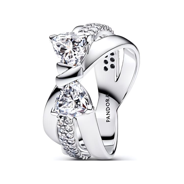 Pandora Crystal Bow Design 925 Silver Ring Women rings 193553C01 Box,48