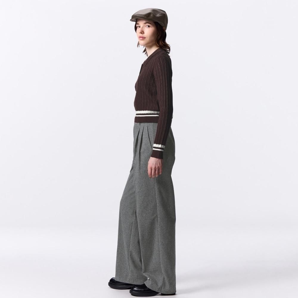 GU by Uniqlo Herringbone Tuck Wide Pants+ec  80.0cm Long 