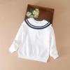 Children Turn-down Collar Preppy Style Sweatshirt for Girls Spring Autumn Polo Shirt Kids Cotton Autumn Kids Shirt Baby Girls Bow Long Sleeve Clothing