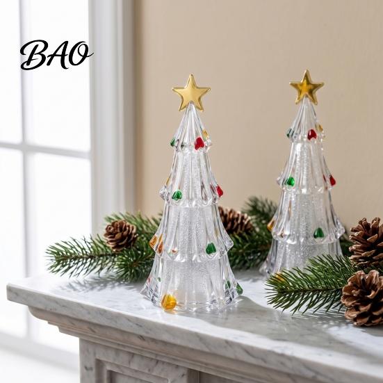 Creative Holiday Present LED Lighted Christmas Tree Tabletop Decoration, Battery Operated Xmas Night Light, Gift for Kids Ornament with Star