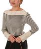 Titibait Boat Neck Knit with Gold Size White Buttons, Women's, S, (AYXP3048)