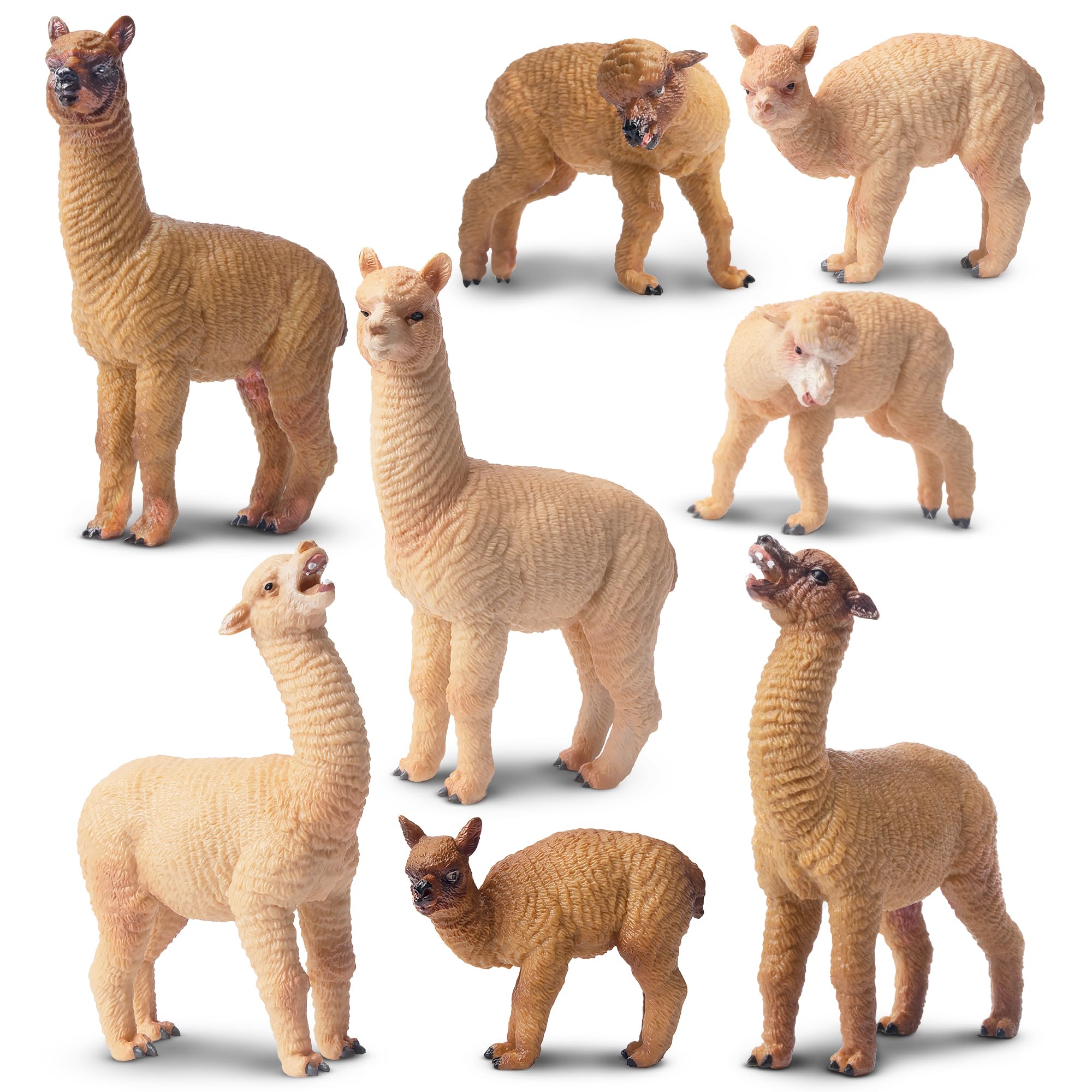 

TOYMANY Набор из 8 фигурок альпак, Фигурки животных, Модель альпаки, Фигурки родителя и ребенка, Реалистичная модель животного, Популярная игрушка-животное, Подарок на день рождения,