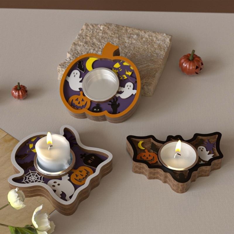 Reusable Silicone Crafting Mold For Festive Candle Base Featuring Halloween Pumpkin Bat And Specters Patterns
