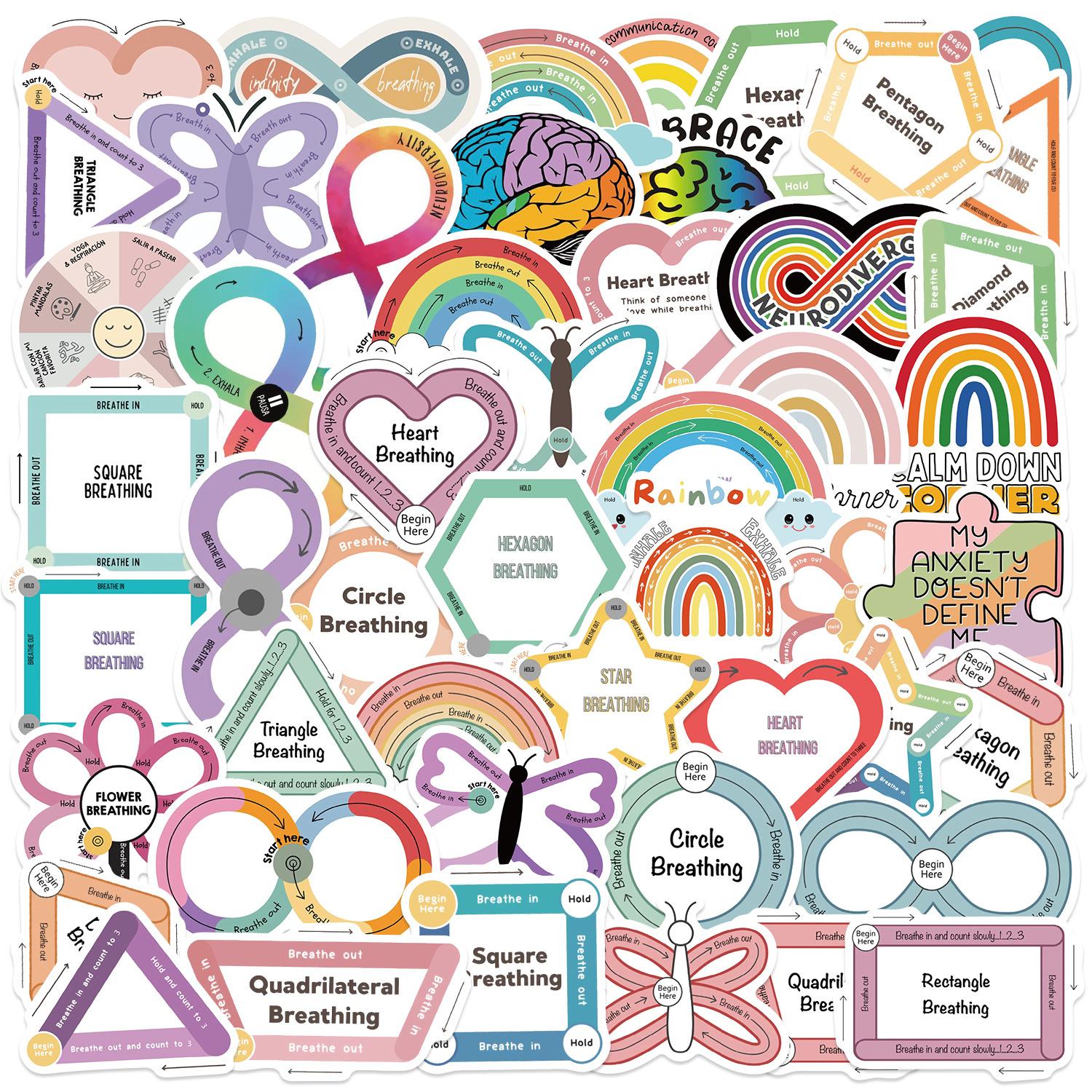 

50 Cartoon Soothing Sensory Graffiti Stickers Decorate Guitar Notebook Suitcase DIY Waterproof