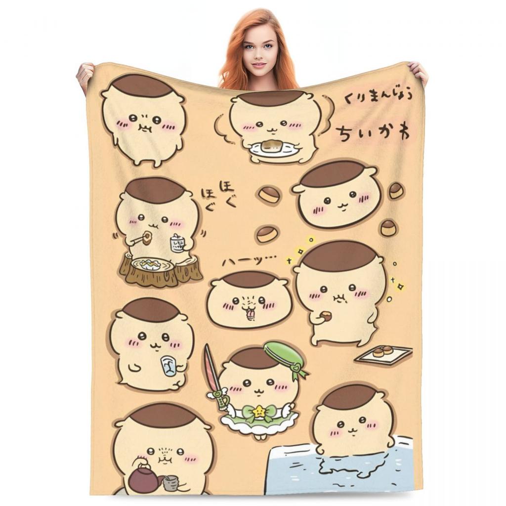 Cute Chiikawa Blanket Soft Warm Comfortable Plush Throw Blanket For Outdoor Picnic Flannel Bedspread Bed Cover