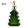 Christmas Table Centerpiece 300ml Tree Soap Dispenser, Glass Hand Dish Dispenser with Pump, Sturdy Xmas Decorative Empty Bottle for Soap, Kitchen,