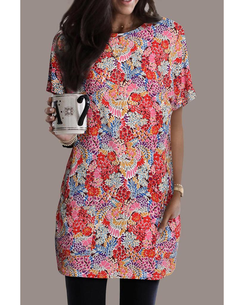 Azura Exchange Boho Flower Print Tunic Top