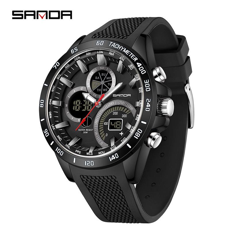 Sanda Sports Waterproof Silicone Strap Men s Electronic Fashion Watch