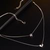 Dwuwarstwowy naszyjnik w kształcie serca dla kobiet z jednym sercem i jednym diamentem o temperamencie Przedmiot Wszechstronne akcesoria Krótki łańcuszek do obojczyka