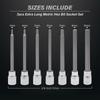 7 Piece Extra Long Hex Bit Socket Set H3,H4,H5,H6,H7,H8,H10 for 3/8 "Drive To The Flying Spiny Wheel Wrench Bend To Wrench