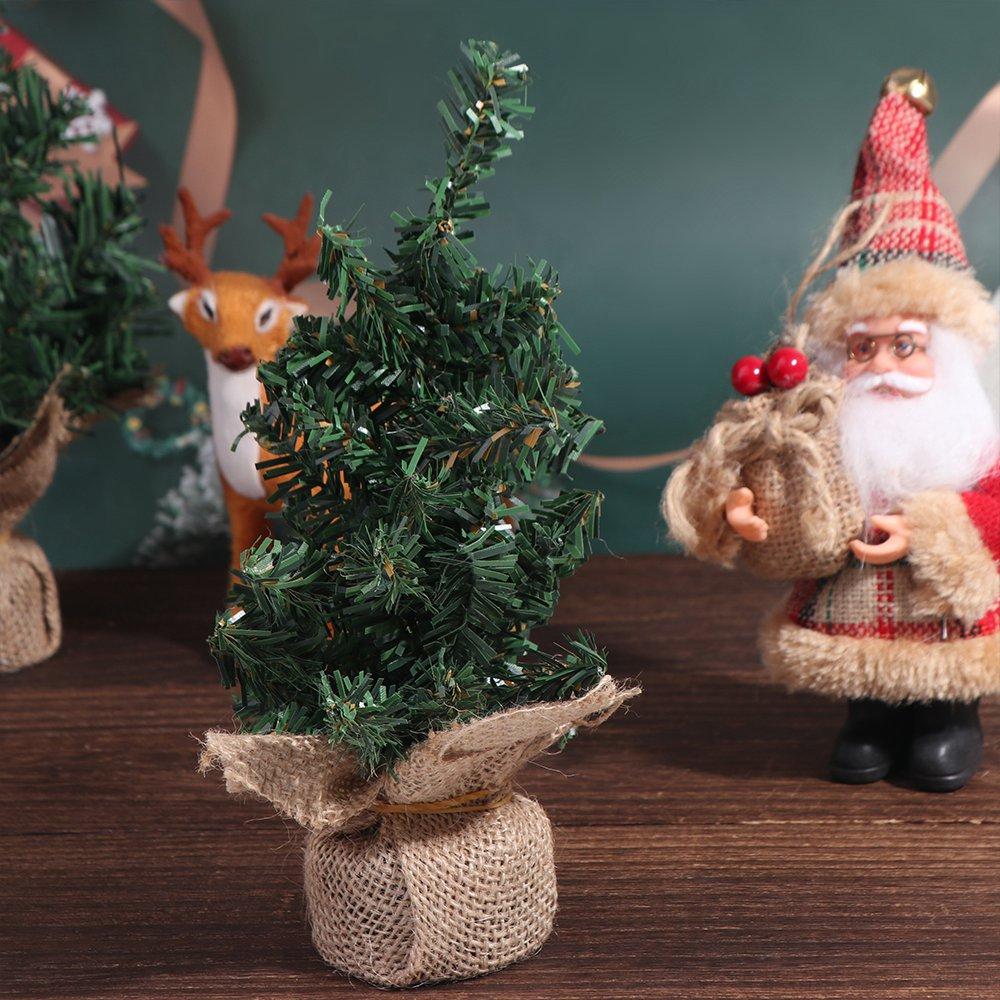 Gift Pine Tree Mini Christmas Tree Linen Green Artificial Christmas Tree Plastics Table Ornaments Christmas