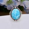 Larimar 925 Sterlingsilber Ring V5102, Blauer Ring, Ovaler Ring, Valentinstagsgeschenk, Geschenk für Sie, Geburtstagsgeschenk, Handgefertigter Schmuck, Silberschmuck, Uniq
