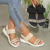 Women's New Casual Sports Style Sandals with Thick Sole and Flat Heel, Color Blocked Fly Woven Fish Mouth Sandals