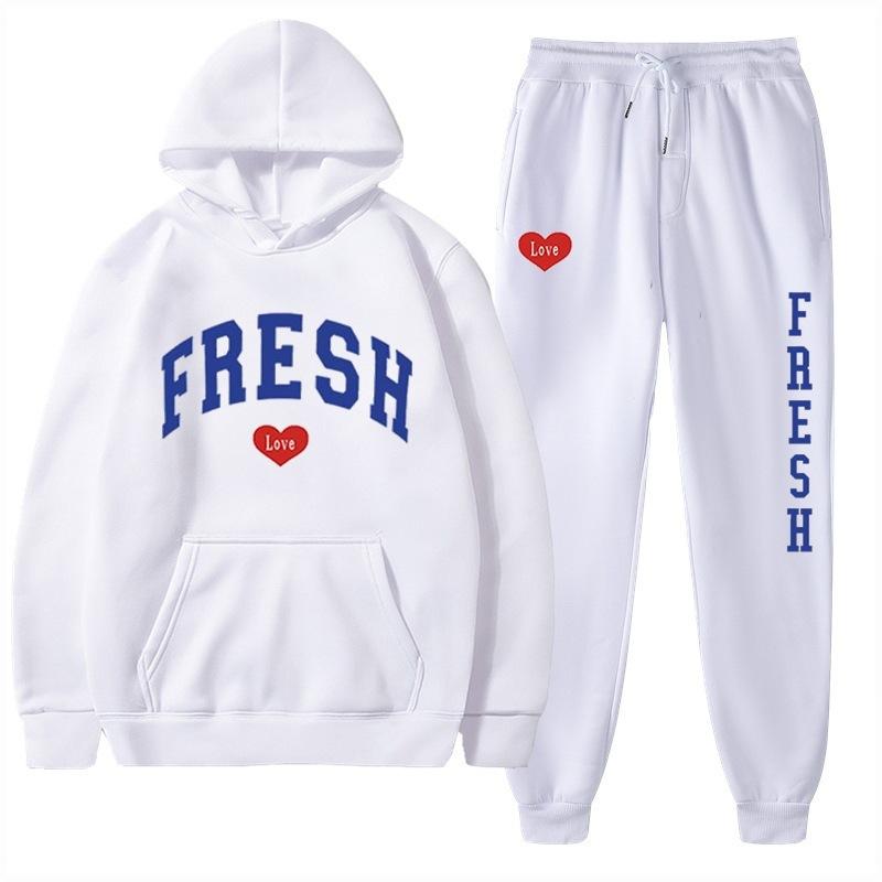 European Size Plus Fashion Printed Sweater Autumn and Winter Fleece Warm Hoodie Casual Sports Women's Suit