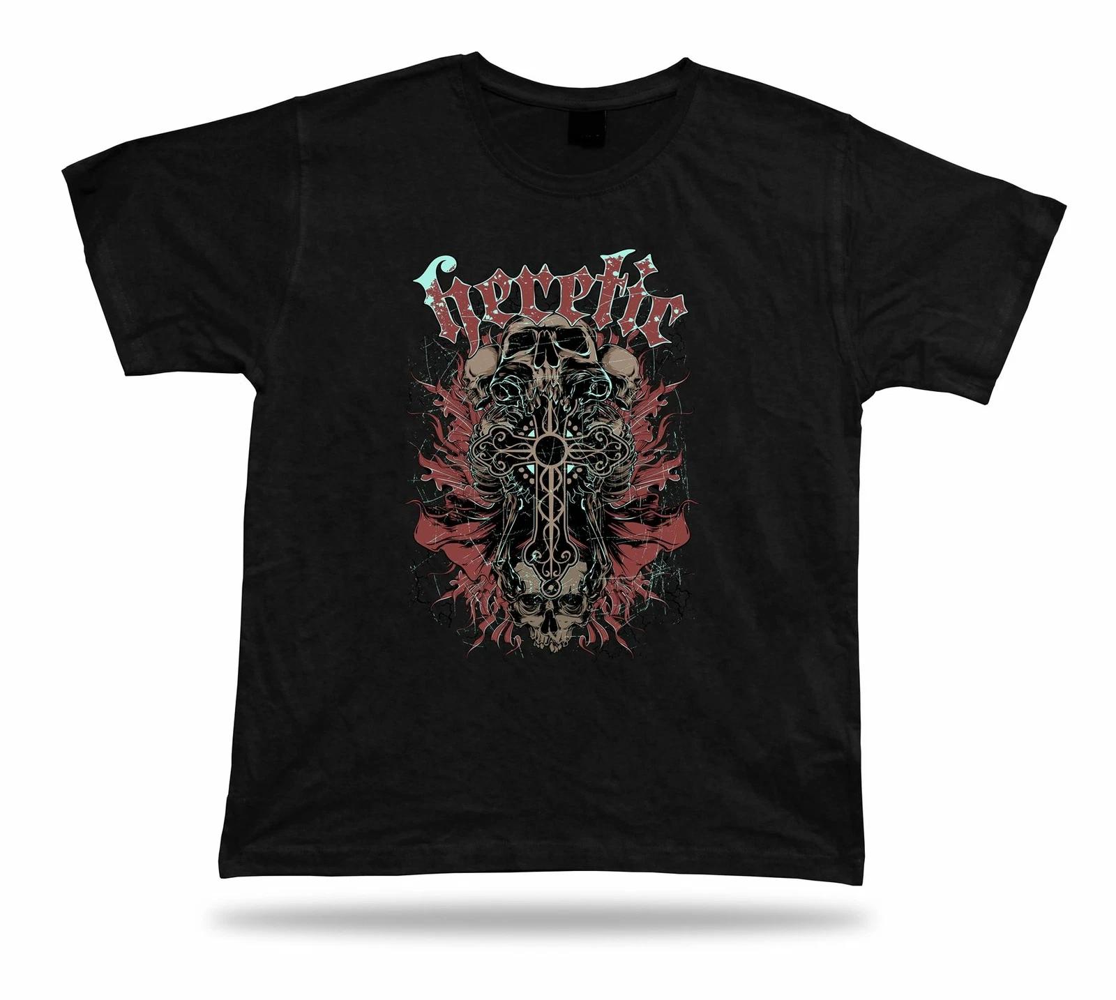 Tshirt Tee Shirt Birthday Gift Idea Heretic Cross Skull Evil Corruption Hardcore S