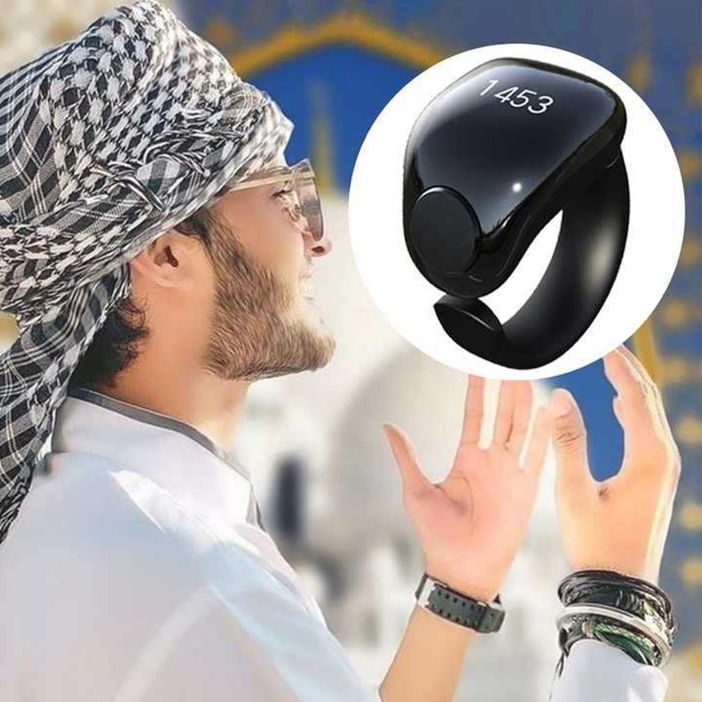 Digital Counting Ring for Prayers Waterproof Digital Tasbih Rounter with 9999 Count ABS Wearable