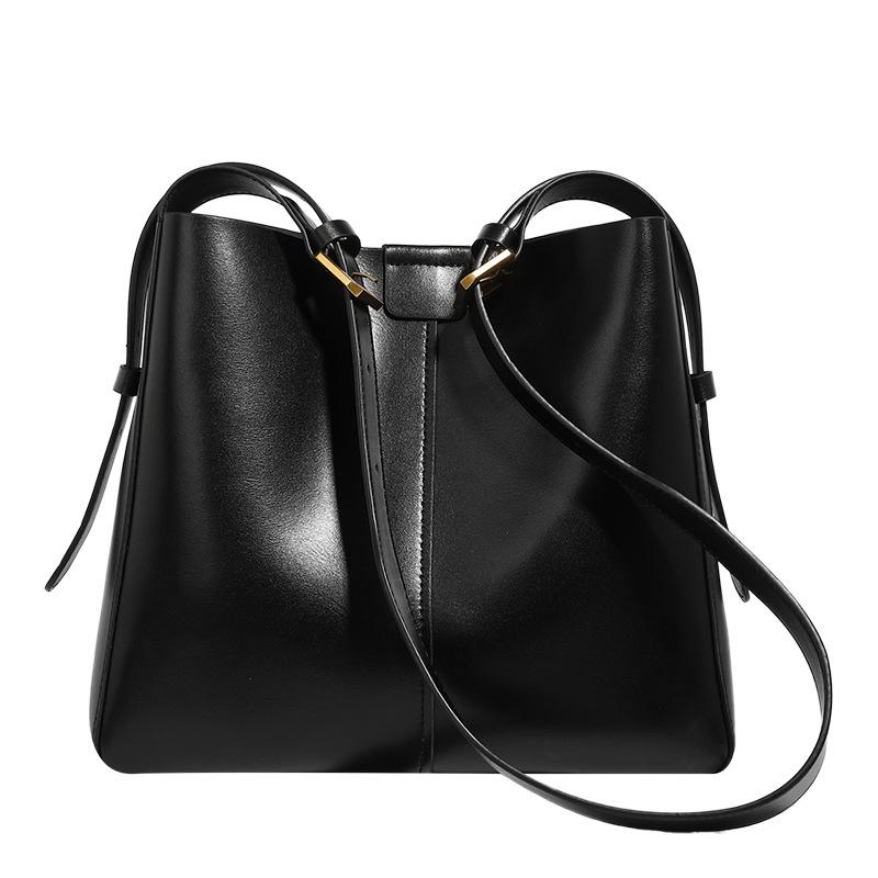 Leather Women's Bag Spring Bucket Bag Soft Leather Shoulder Crossbody Bag Tote Commuter Tote