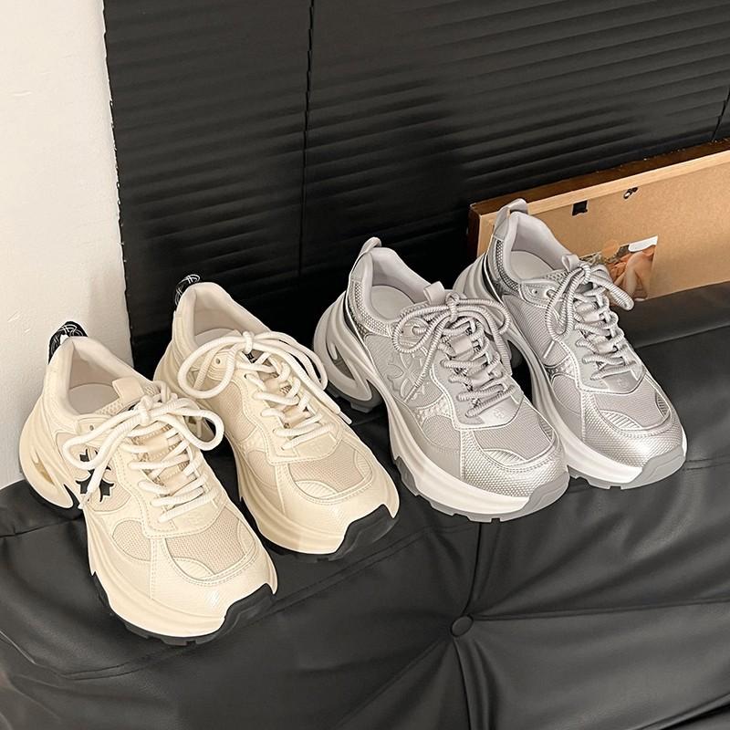 Height Increase of 7.5cm~ Su Yinyin Same Cross Flower Platform Casual Sports Shoes Women's New Autumn Running Dad Shoes