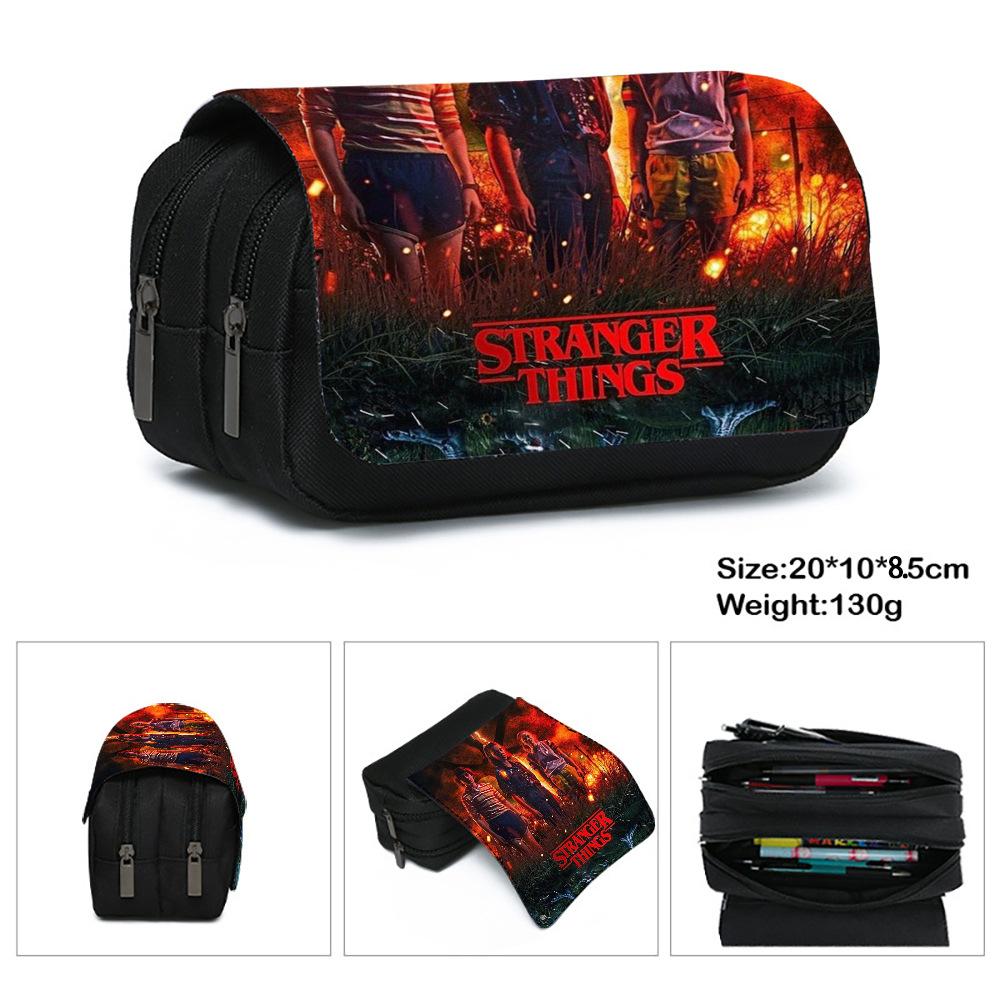Stranger Things 5 Pencil Case, Large Capacity Multi-Layer Storage, Wear-Resistant Oxford Cloth Student Stationery Bag
