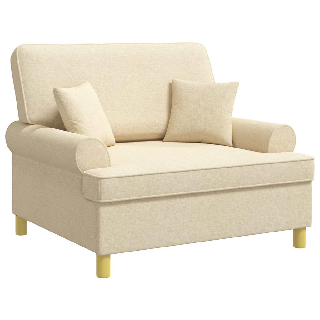 XXL Armchair with Cushions Cream Fabric