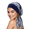 New Women Flower Print Hat Elastic Muslim Hijab Hats Long Tail Head Wraps Chemo Beanies Caps Cancer Bandanas