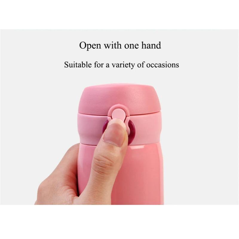 350ml Solid Color 304 Stainless Steel Double-layer Bouncing Cup Thermos Universal Thermos Flask Gift Water Cup
