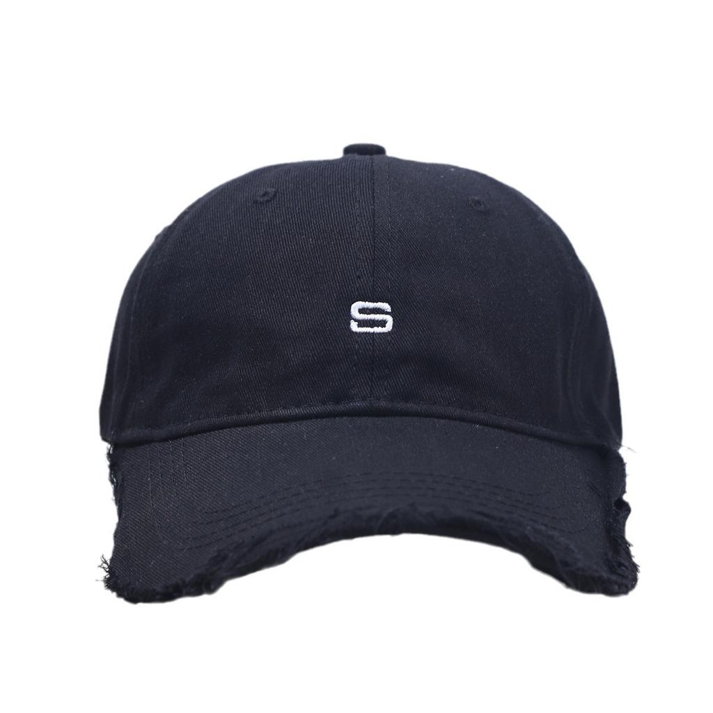 Men's Korean Version of The Korean Embroidery S-shaped Ripped Soft Top Baseball Hat Trendy Baseball Cap European and American Street Hip-hop Hat