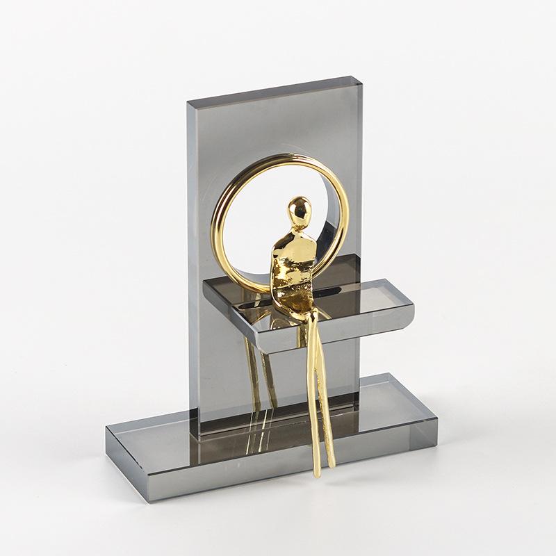 Modernes Licht Luxus Transparent Sitzende Figur Ornamente Modell Zimmer Wohnzimmer Eingang Kunst Hotel Villa Weiche Dekorationen