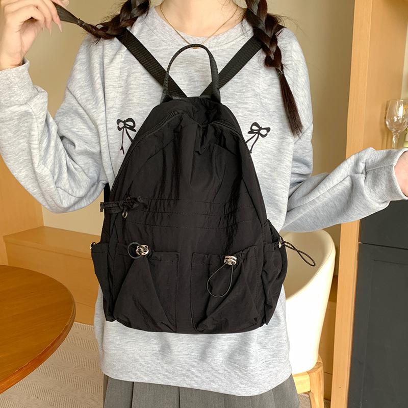 Korean version of casual large-capacity women's bag 2025 new nylon backpack simple and versatile student bag