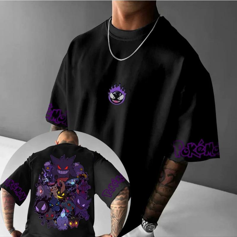 T-shirt Stampata Gengar Derivati Animazione Uomo e Donna Estiva Oversize Larga Cotone Trend Streetwear Marca Top