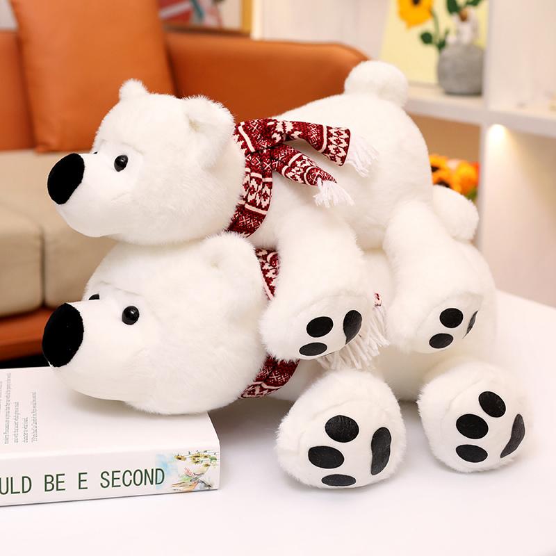 Cute Polar Bear Doll Plush Stuffed Toy Sleeping Partner Home Decoration Creative Soft Pillow Birthday Gift