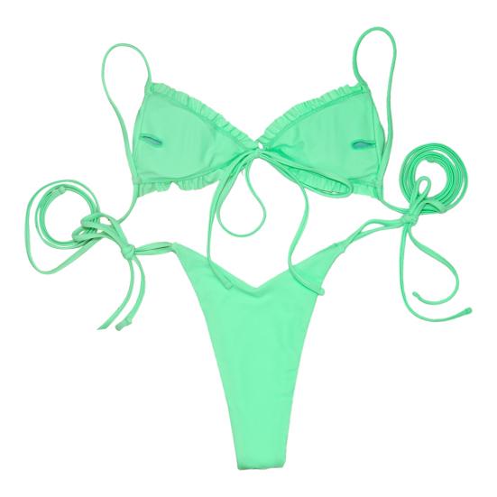 2 ks/sada Bikini set Jednobarevný Plisovaný Univerzální Měkké Plavky