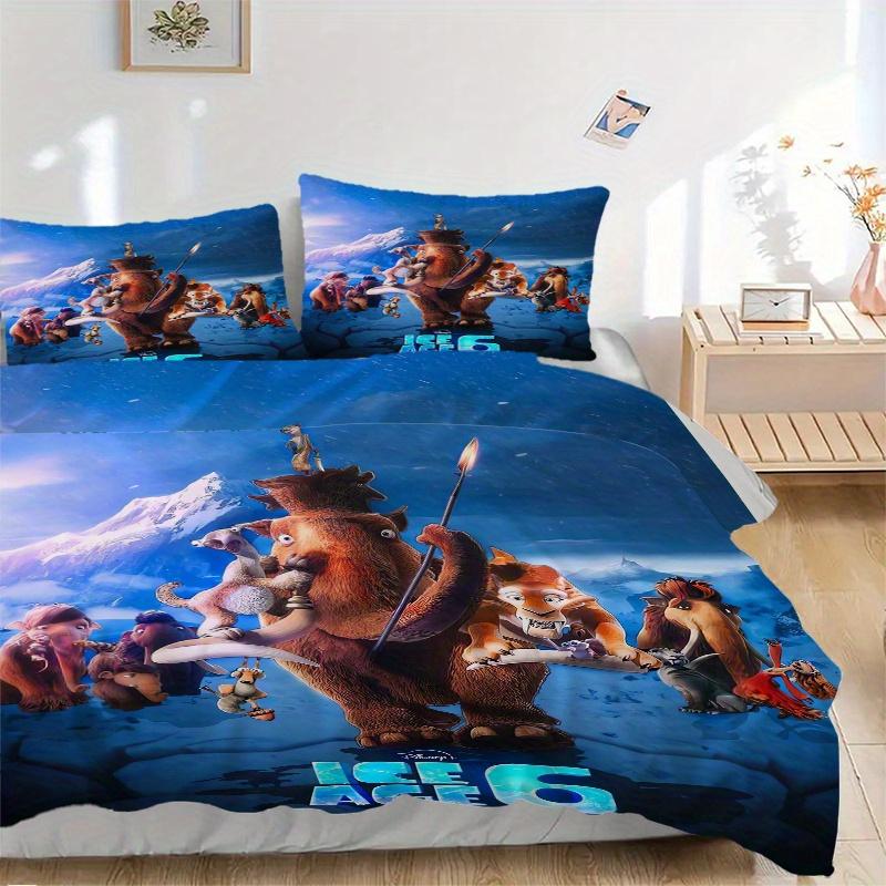 

3pcs Ice Age Printed Quilt Set, Includes 1 Quilt Cover and 2 Pillowcases, Machine Washable, Suitable for All Seasons.Q057 135x200cm