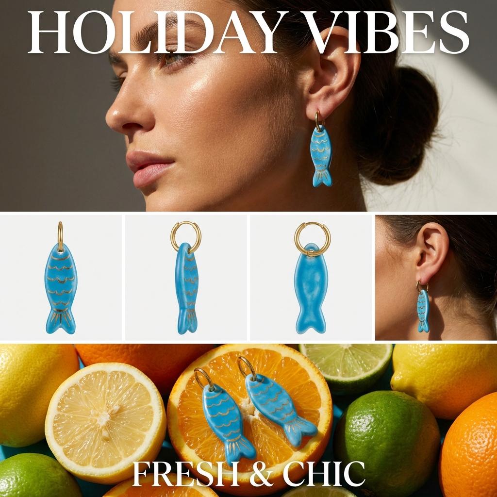 Stainless Steel Cartoon Fish Drop Earrings For Women Colorful Enamel Striped Fish Earring Summer Beach Party Trend Jewelry Gift