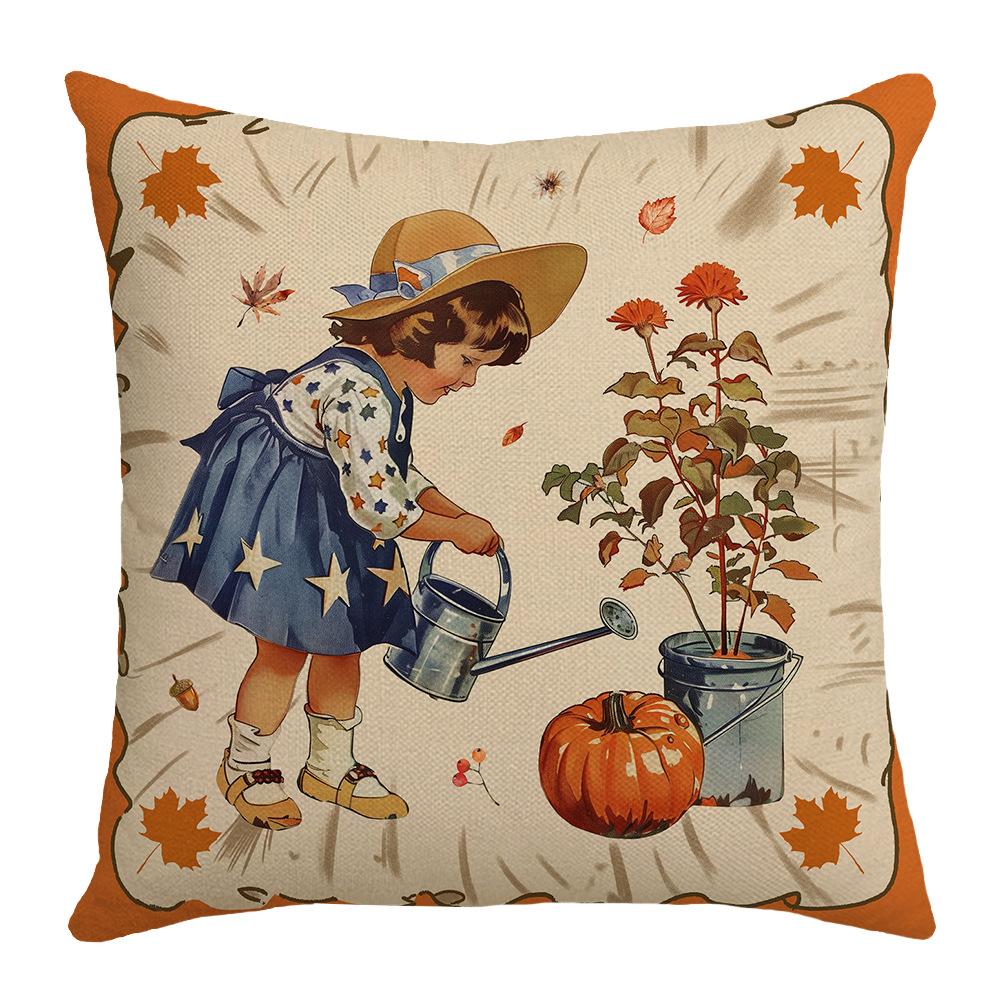 New Thanksgiving Autumn Cushion Pumpkin Maple Leaf Letter Print Sofa Cushion Cover Cushion Decoration
