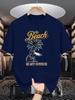 Unisex Crew Neck Tee Beach Surfer Palm Tree Vintage Letter Print Soft Cotton Loose Short Sleeve Summer Casual Male Streetwear Tops