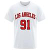 Los Angeles 91 Team Uniform Letter Printed USA City T-Shirts Men Summer Loose Short Sleeve Cotton Breathable T Shirt 80559