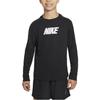 Nike Einfarbiges T-Shirt mit Buchstabenaufdruck, Rundhalsausschnitt, langen Ärmeln, Kinder-Oberteil, Schwarz FD3925-010