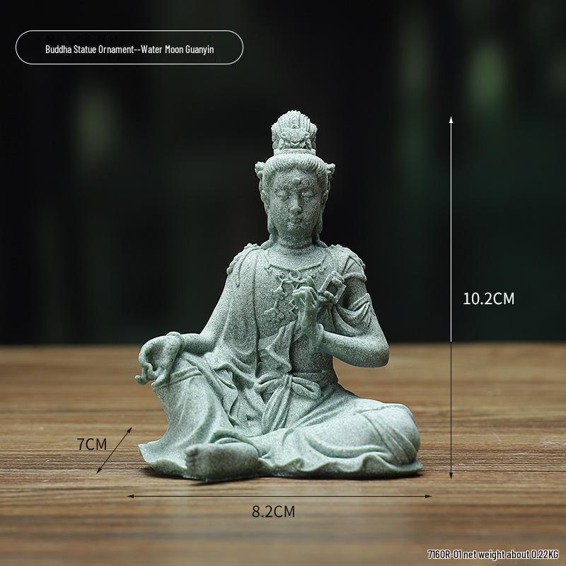 Porcelain Green Sandstone Buddha Ornament for Zen Fish Tank or Bonsai Display