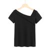 Clearance Women's Slanted Shoulder Modal Cotton Short Sleeve T-Shirt - Stylish & Comfortable