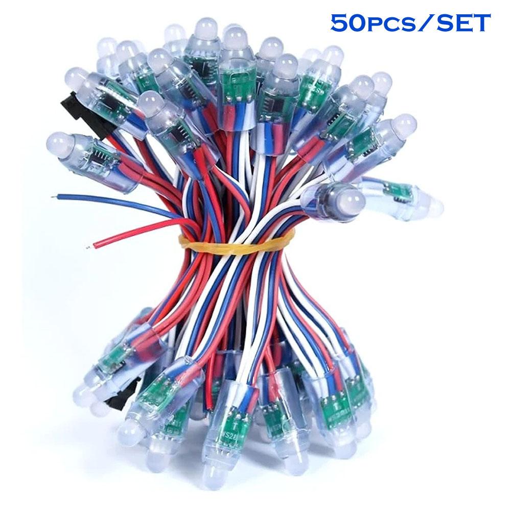 50 or 100pcs DC12V Diameter 12MM WS2811 RGB Pixels Digital LED Module Transparent Cover Exposed IP68 Waterproof Led Pixel