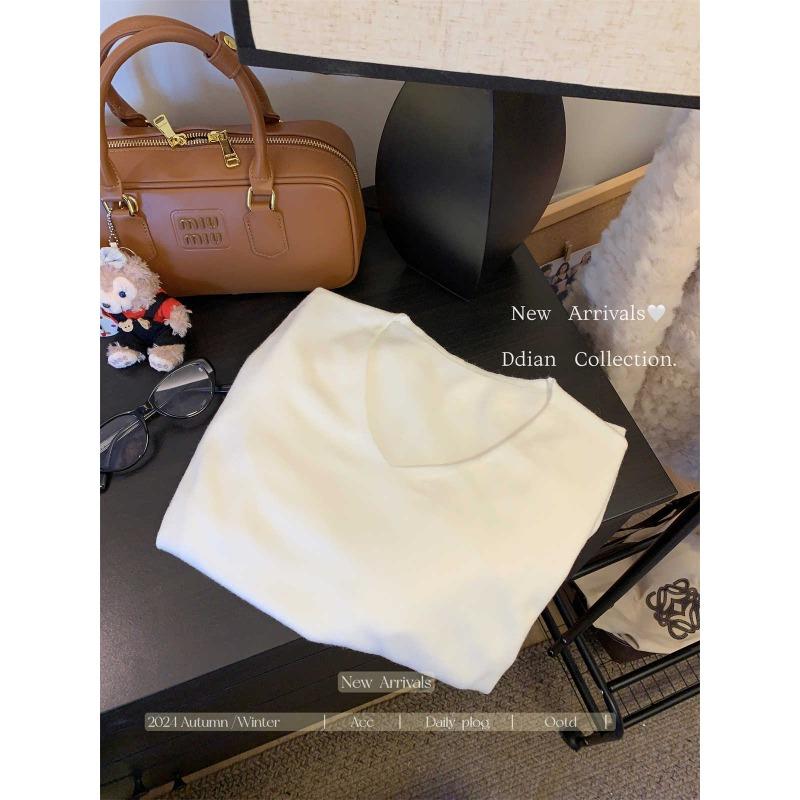 Fashion Collar Knitted Sweater Women's Soft Waxy Bottoming Shirt Autumn and Winter Simple Versatile Lazy Style Long-sleeved Inner Top