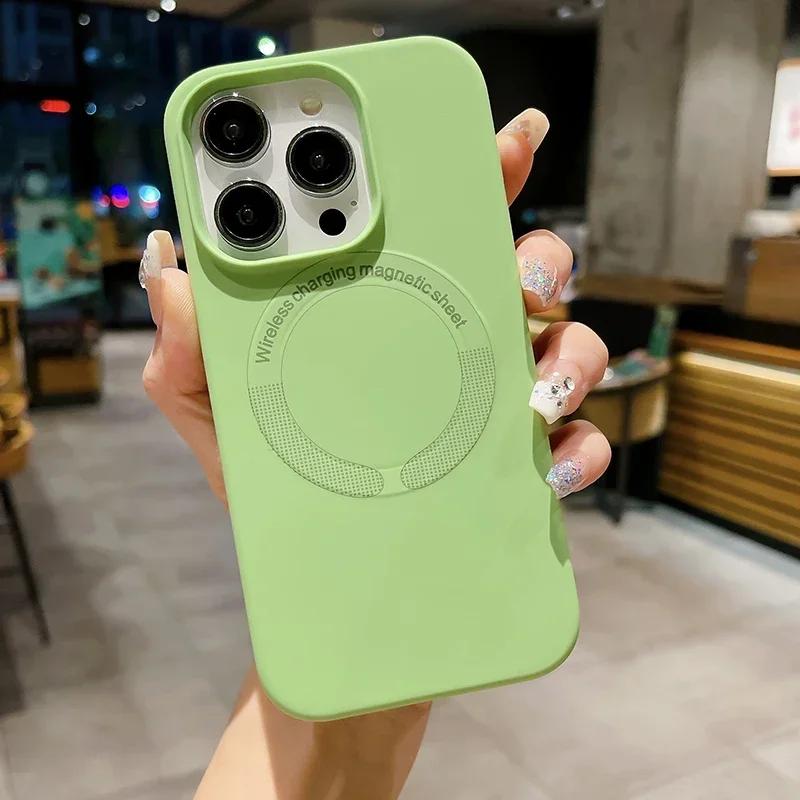 Liquid Silicone Phone Case For Apple iPhone 17 16 15 14 13 12 Pro Max Plus Air Magsafe Magnetic Wireless Charger funda