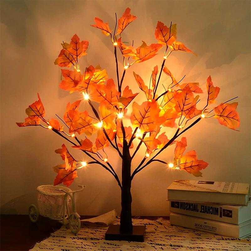 Red Maple Tree Lamp Cross-border Birch Christmas Decoration Led Lamp Simulated Tree Lamp Ornaments For Halloween Party Decor