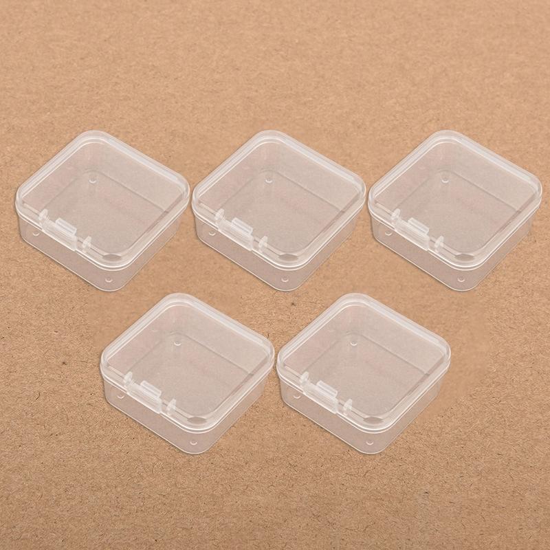 

5 шт. Мини-пластиковый контейнер для хранения Прозрачный кейс для хранения ювелирных изделий Коробки для серег и колец Контейнер для хранения мелких предметов прозрачный