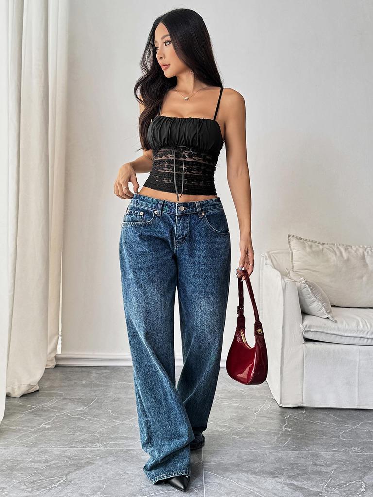 2025 Summer Slim Solid Color Lace Camisole for Women