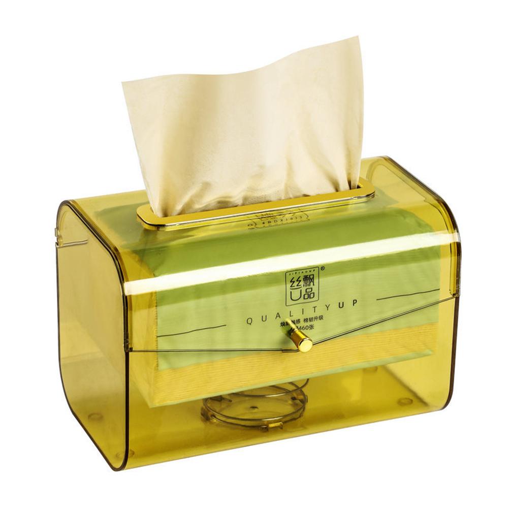 

Home Spring Paper Box Creative Automatic All-in-One Lift Tissue Box Plastic Dust Cover Multifunctional Desktop Seal Box 2024 жёлтый